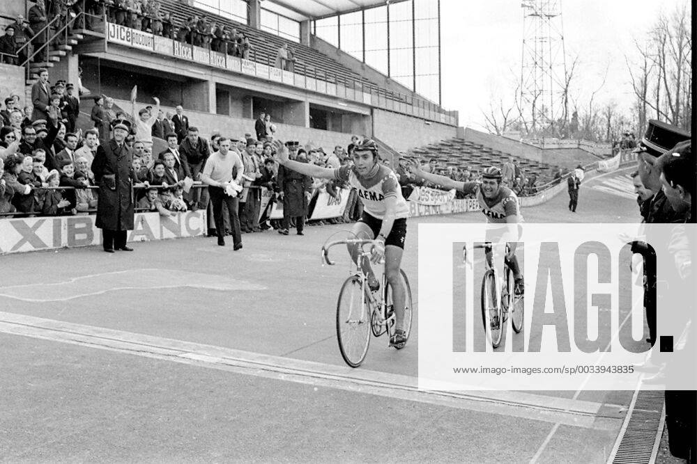 1969 - LIEGE, BELGIUM: Belgian cycling champion Eddy Merckx wins the Liege - Bastogne - Liege cycling race in 1969. x13491872x