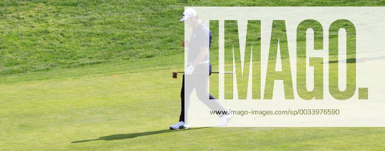 Jon Rahm of Spain walks on the course during the third day of Madrid Open golf tournament at the National Golf Course in Madrid, Spain, 14 April 2018. The Madrid Open runs from 12 to 15 April. Madrid Golf Open 2018 !ACHTUNG: NUR REDAKTIONELLE NUTZUNG!