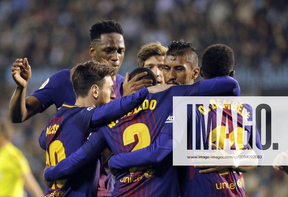 - SPORT FC Barcelona Barca s players jubilate the second goal od the team during the Spanish First Division League 33rd rounrd match between Celta de Vigo and Barcelona at the Balaidos stadium in Vigo, Galicia, Spain, 17 April 2018. Celta vs. Barcelona !ACHTUNG: NUR REDAKTIONELLE NUTZUNG!
