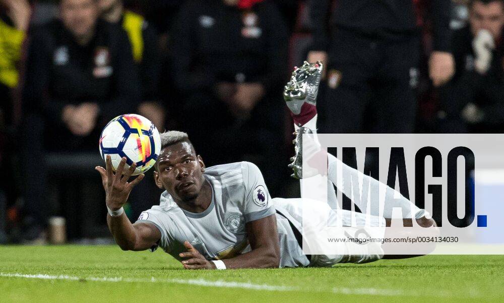 - SPORT Paul Pogba of Man Utd during the Premier League match between Bournemouth and Manchester United ManU at the Goldsands Stadium, Bournemouth, England on 18 April 2018.