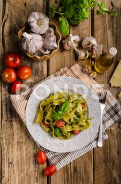 Pasta with basil pesto, very simple and delicious. Pesto from olive oil, basil, nuts and parmasan pasta, pesto, food, basil, sauce, italian, green, spaghetti, plate, healthy, spinach, tagliatelle, white, dish, cheese, cuisine, meal, cooking, herb, tasty, traditional, italy, gourmet, dinner, lunch, restaurant, oil, parmesan, fresh, background, eating, leaf, fettuccine, homemade, diet, garlic, vegetarian, closeup, vegetable, photography, mediterranean, parmasan, milan, olive, bio, organic