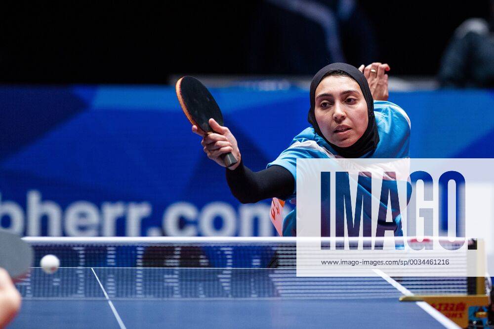 - SPORT 180429 Egyptens Farah Abdel-Aziz under bordtennismatchen i lag-vm mellan Japan och Egypten den 29 april 2018 i Halmstad.