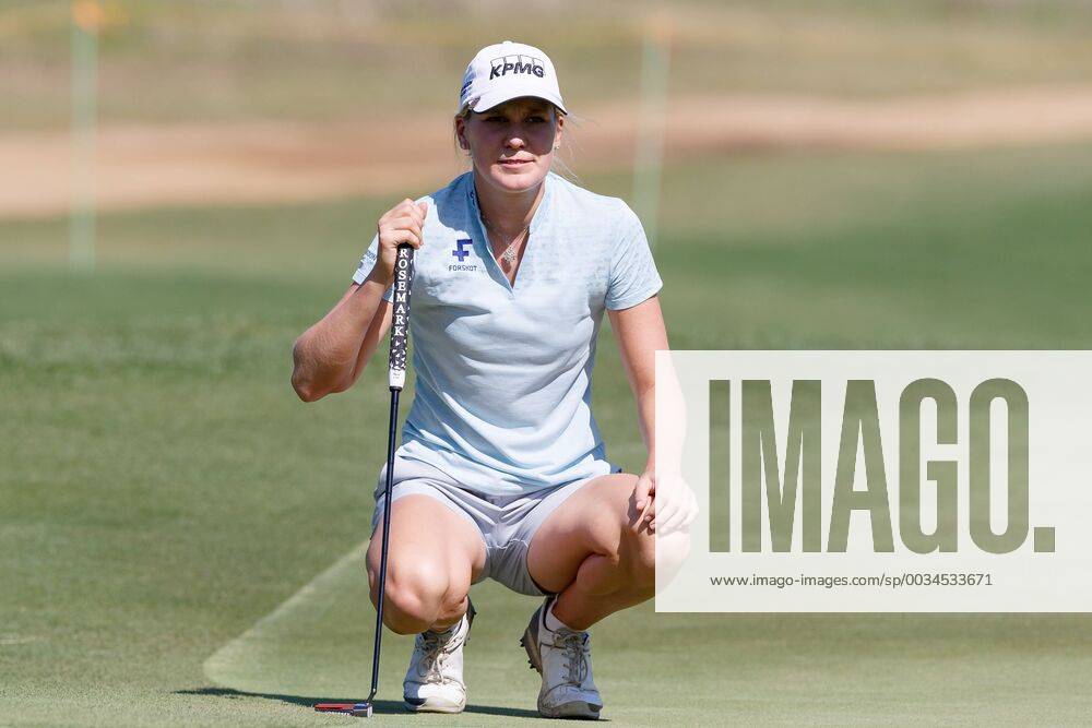 THE COLONY, TX - MAY 05: Olafia Kristinsdottir of Iceland lines up her putt on 3 during the LPGA Golf Damen Volunteers of America Texas Classic on May 5, 2018 at the Old American Golf Club in The Colony, TX. (Photo by Andrew Dieb Icon Sportswire) GOLF: MAY 05 LPGA - Volunteers of America Texas Classic Icon180505243
