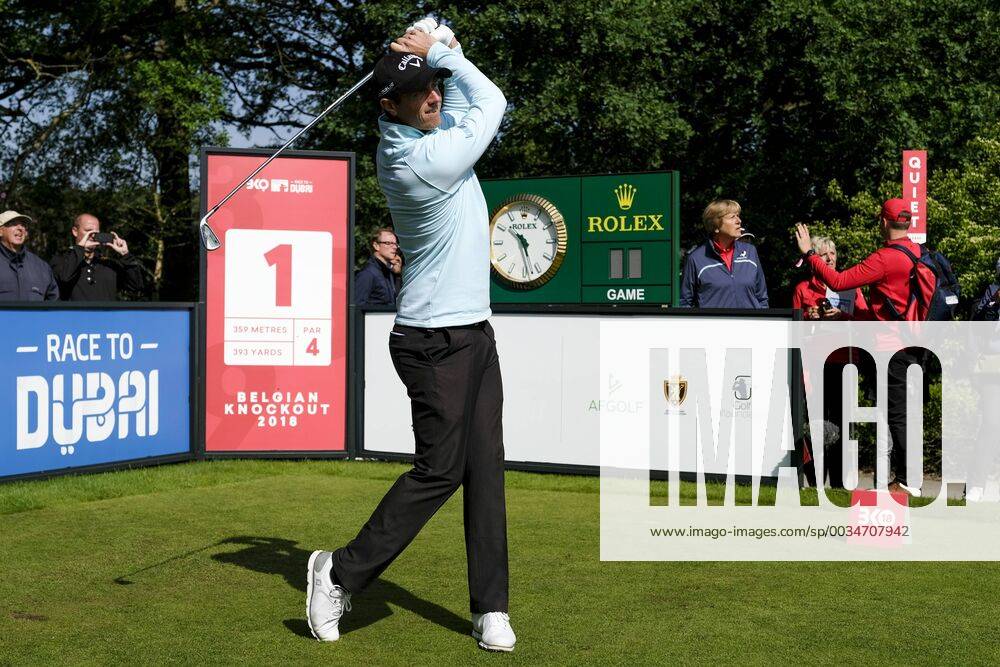Belgian Nicolas Colsaerts pictured in action during the first round (out of four) of the Belgian Knockout golf tournament in Schilde, part of the European Tour, Thursday 17 May 2018. DIRKxWAEM x05347488x