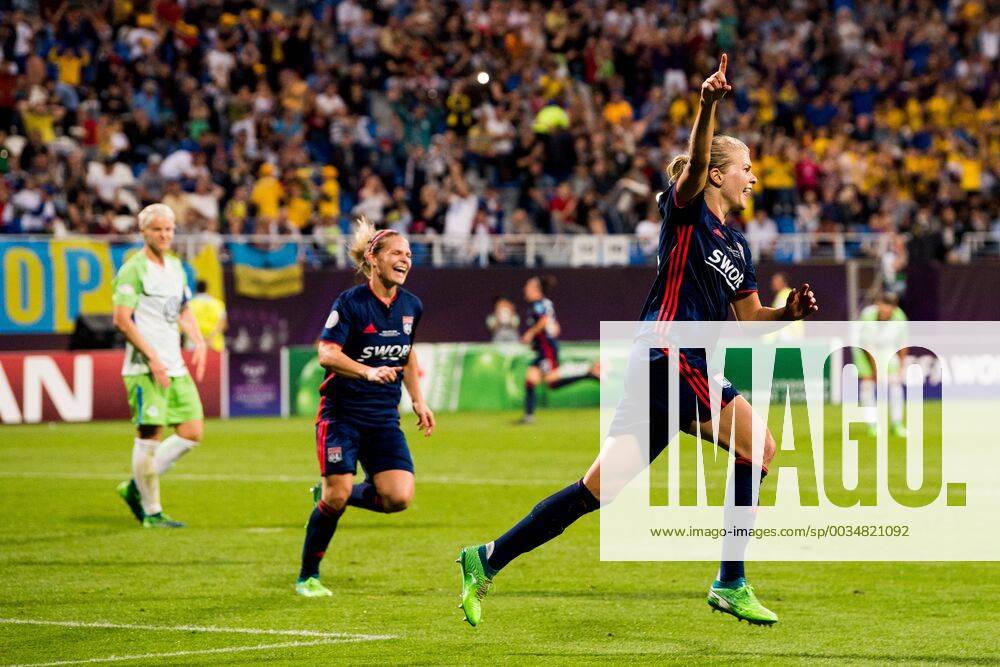 Ada Hegerberg of Lyon celebrates after 3-1 during the UEFA Women s Champions League final between VfL Wolfsburg and Olympique Lyonnais on May 24, 2018 in Kyiv. Photo: Vegard Wivestad Grott BILDBYRAN kod VG 170174