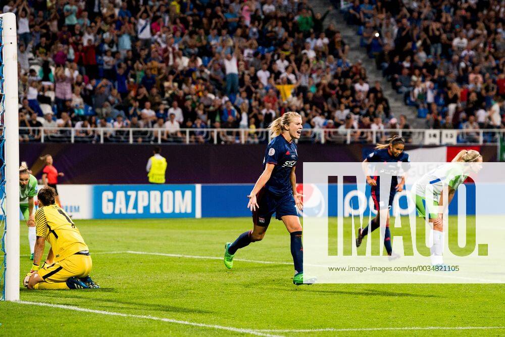 Ada Hegerberg of Lyon celebrates after 3-1 during the UEFA Women s Champions League final between VfL Wolfsburg and Olympique Lyonnais on May 24, 2018 in Kyiv. Photo: Vegard Wivestad Grott BILDBYRAN kod VG 170174