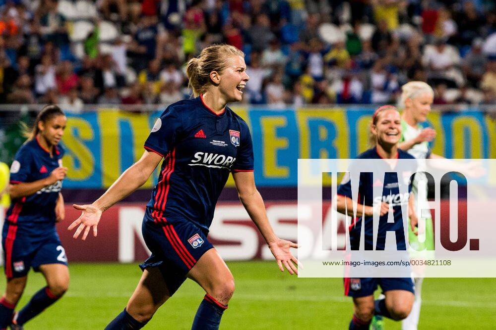 Ada Hegerberg of Lyon celebrates after 3-1 during the UEFA Women s Champions League final between VfL Wolfsburg and Olympique Lyonnais on May 24, 2018 in Kyiv. Photo: Vegard Wivestad Grott BILDBYRAN kod VG 170174