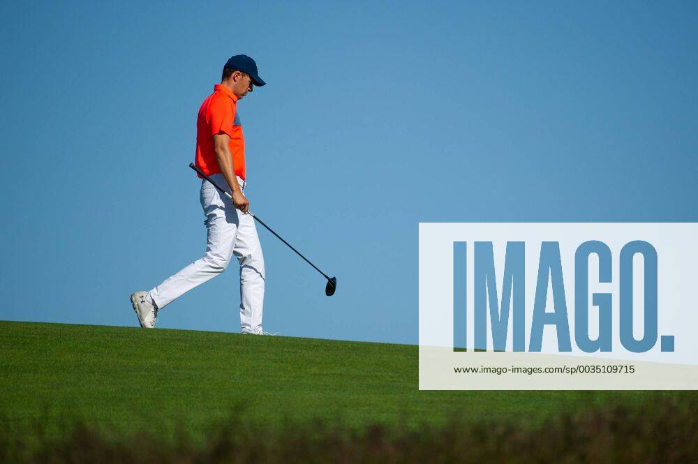 Jordan Spieth walks on 12th fairway in the first round of the 118th U.S. Open Championship at Shinnecock Hills Golf Club in Southampton, New York on June 14, 2018. NYP20180614127 COREYxSIPKIN