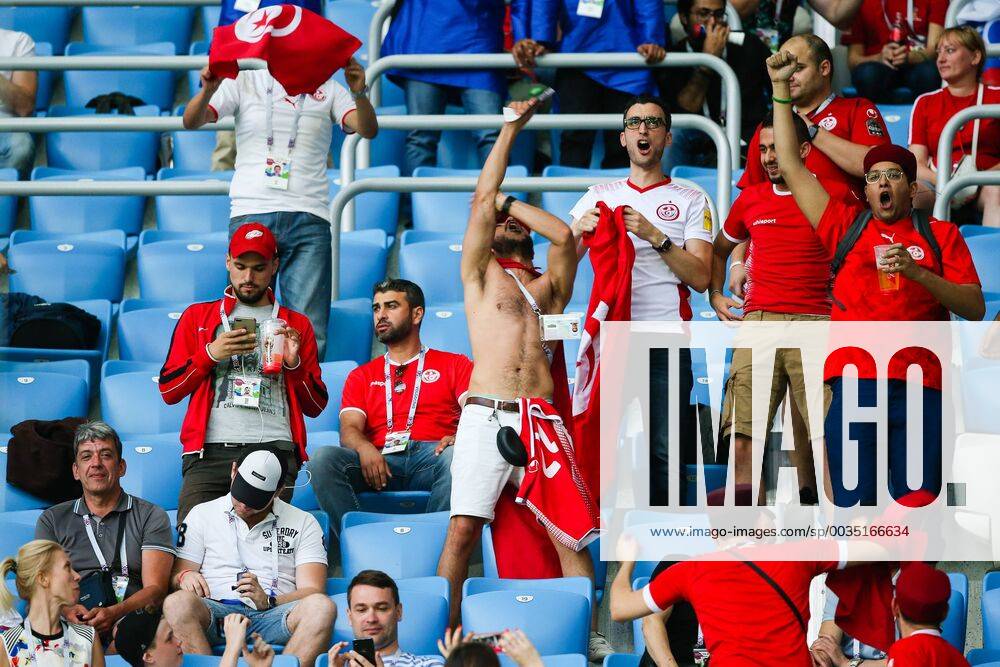 England v Tunisia 2018 FIFA World Cup WM Weltmeisterschaft Fussball England Fans and Supporters before the 2018 FIFA World Cup match at Volgograd Arena, Volgograd Content Not Available For UK Newspapers