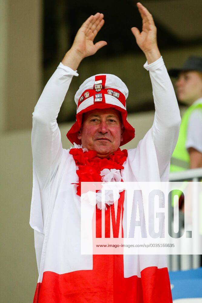 England v Tunisia 2018 FIFA World Cup WM Weltmeisterschaft Fussball England Fans and Supporters before the 2018 FIFA World Cup match at Volgograd Arena, Volgograd Content Not Available For UK Newspapers