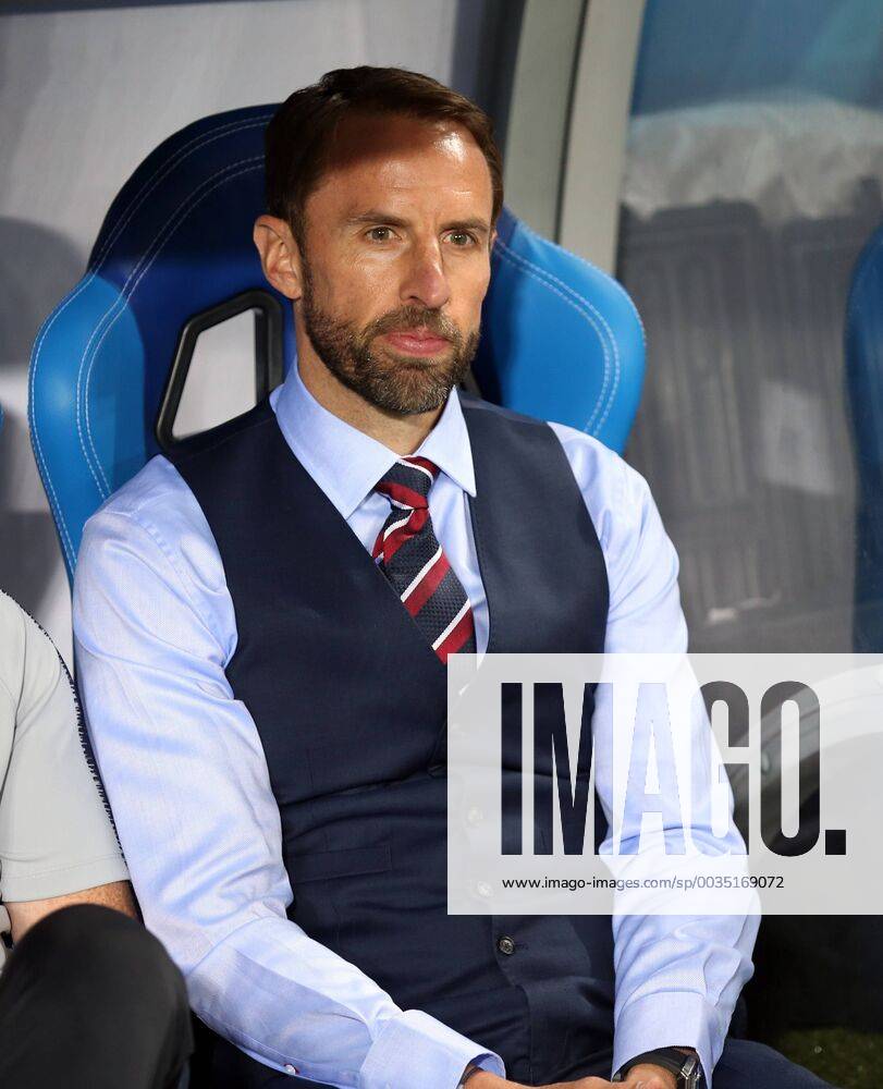 England v Tunisia 2018 FIFA World Cup WM Weltmeisterschaft Fussball England Manager Gareth Southgate before the 2018 FIFA World Cup match at Volgograd Arena, Volgograd Content Not Available For UK Newspapers