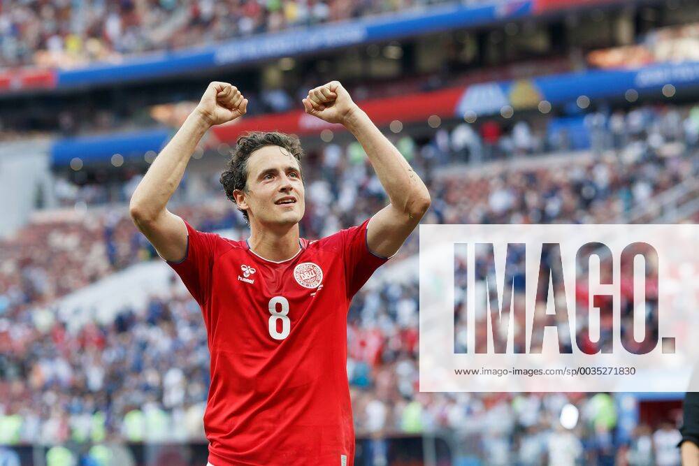 Moskau, Russland, 26.06.2018, FIFA Weltmeisterschaft, Gruppe C, Daenemark - Frankreich, Thomas Delaney (DEN) jubelt nach dem 0:0 ( DeFodi507