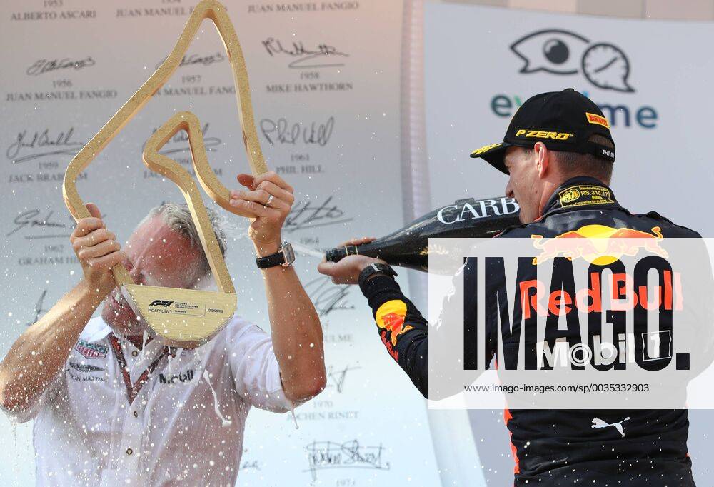 MOTORSPORTS - The Flying Bulls Air Show SPIELBERG,AUSTRIA,01.JUL.18 - MOTORSPORTS - The Flying Bulls Air Show. Image shows the rejoicing of team manager Jonathan Wheatley (Red Bull Racing) and the rejoicing of Max Verstappen (NED Red Bull Racing). GEPAxpictures xAndreasxPranter