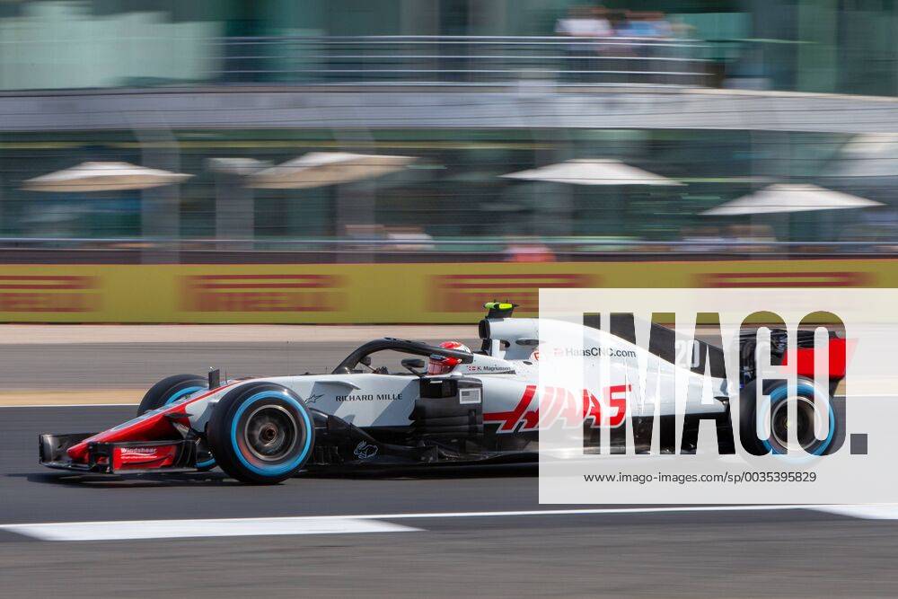 6th July 2018, Silverstone Circuit, Silverstone, England; British Formula One Grand Prix, Friday free practice; Kevin Magnussen in his Haas F1 Team Haas-Ferrari VF18 ActionPlus12044429 TimxWilliams