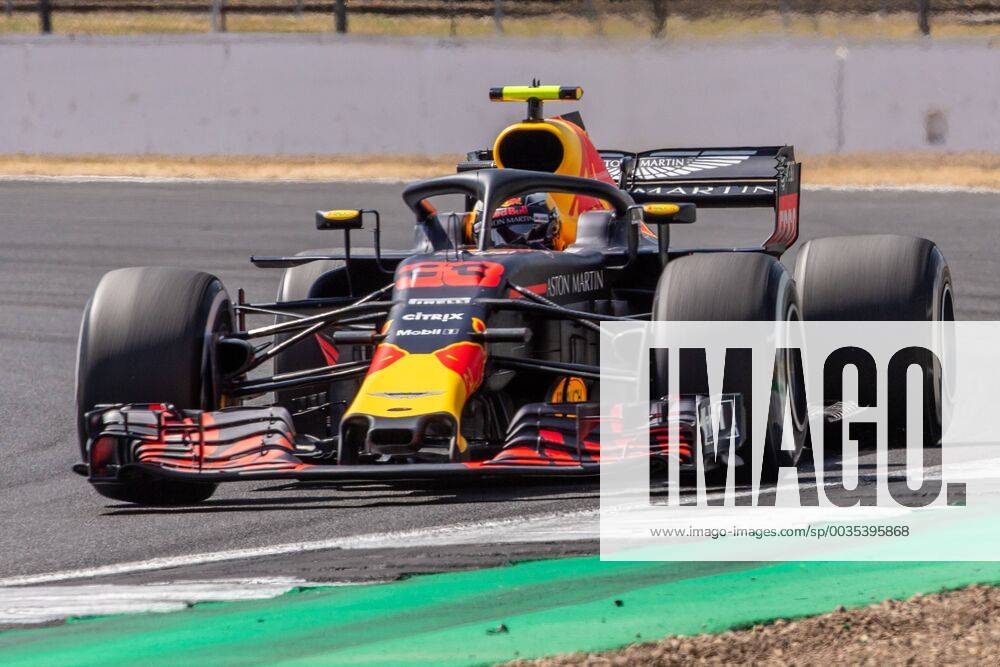6th July 2018, Silverstone Circuit, Silverstone, England; British Formula One Grand Prix, Friday free practice; Max Verstappen in his Aston Martin Red Bull Racing Red Bull Racing TAG Heuer RB14 ActionPlus12044469 TimxWilliams
