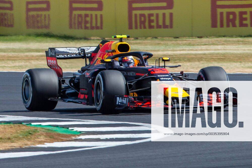 6th July 2018, Silverstone Circuit, Silverstone, England; British Formula One Grand Prix, Friday free practice; Max Verstappen in his Aston Martin Red Bull Racing Red Bull Racing TAG Heuer RB14 ActionPlus12044459 TimxWilliams