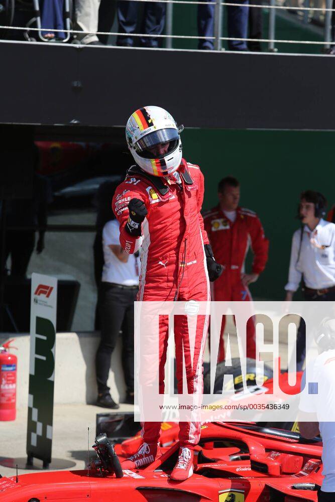 Photo4 LaPresse 08 07 2018 Silverstone, England Grand Prix Formula One England 2018 In the pic: Celebration in parc fermee, Sebastian Vettel (GER) Scuderia Ferrari SF71H