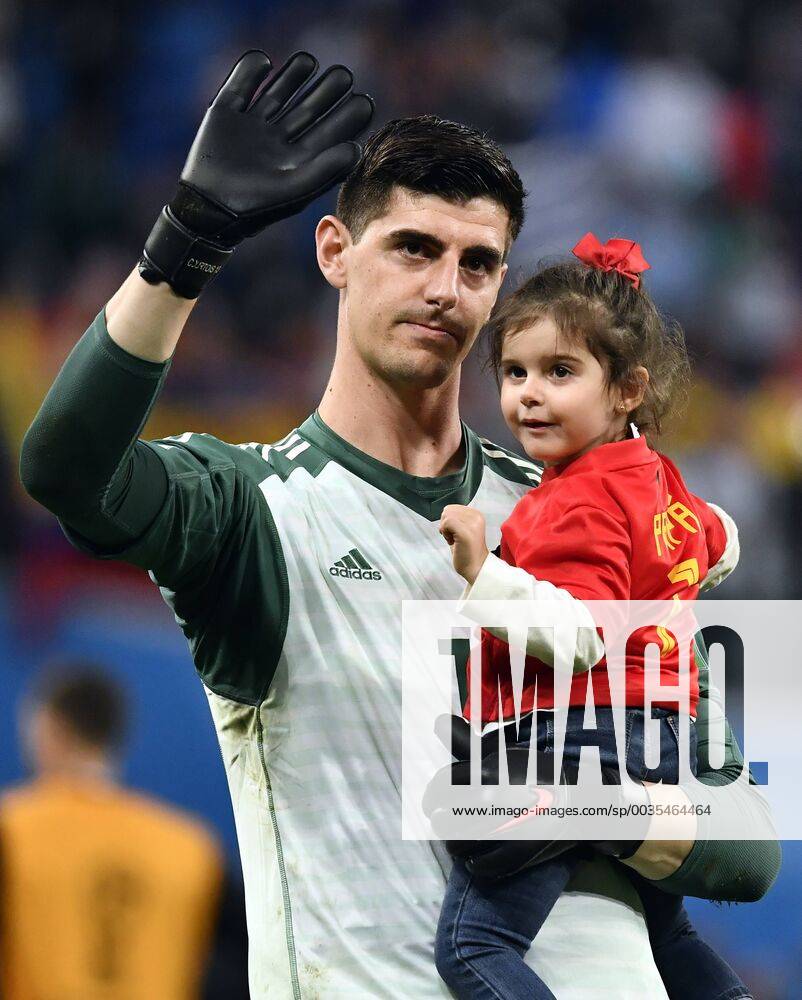 Belgium s goalkeeper Thibaut Courtois and his daughter pictured after the semi final match between the French national soccer team Les Bleus and Belgian national soccer team the Red Devils, in Saint-Petersburg, Russia, Tuesday 10 July 2018. DIRKxWAEM x05382369x