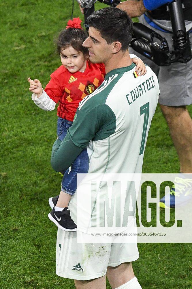 Belgium s goalkeeper Thibaut Courtois and his daughter pictured after the semi final match between the French national soccer team Les Bleus and Belgian national soccer team the Red Devils, in Saint-Petersburg, Russia, Tuesday 10 July 2018. LAURIExDIEFFEMBACQ x05382594x