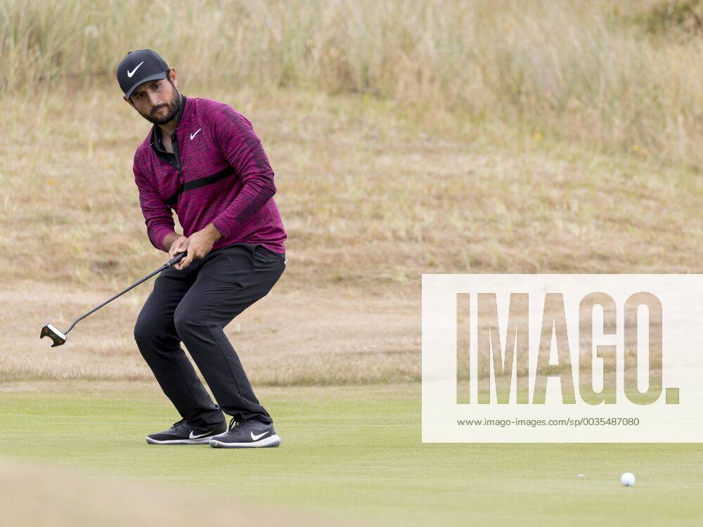 12th July 2018, Gullane Golf Club, Gullane, Scotland; Aberdeen Investments Scottish Open Golf, 1st round; Alexander Levy reaction to close putt on the 10th green ActionPlus12046728 AlanxRennie