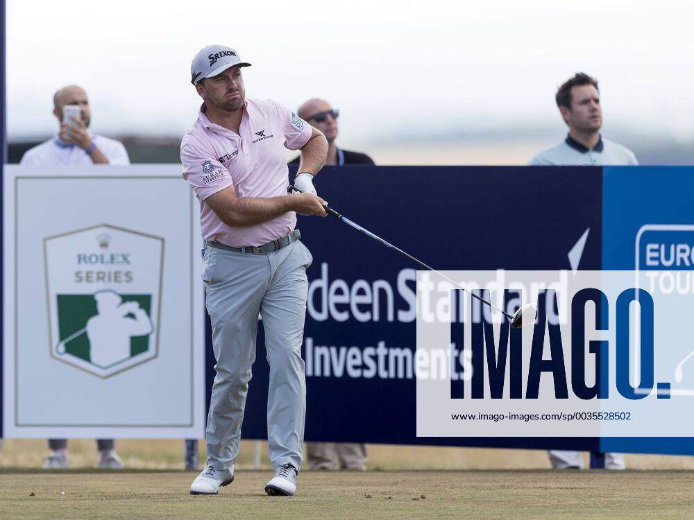 15th July 2018, Gullane Golf Club, Gullane, Scotland; Aberdeen Investments Scottish Open Golf, 4th round; Graeme McDowell watches his shot on the first tee ActionPlus12047859 AlanxRennie
