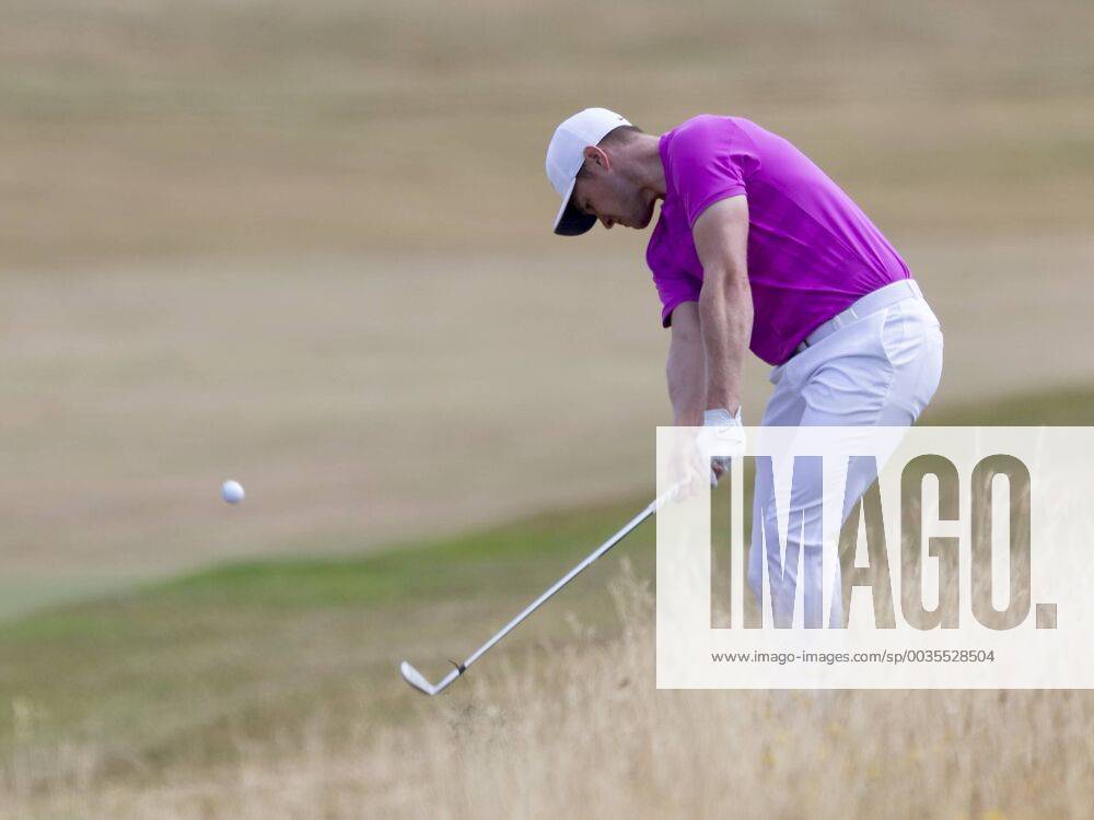 15th July 2018, Gullane Golf Club, Gullane, Scotland; Aberdeen Investments Scottish Open Golf, 4th round; Oliver Fisher plays to the green on the first fairway ActionPlus12047863 AlanxRennie
