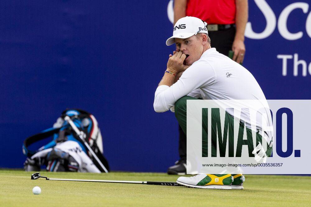 15th July 2018, Gullane Golf Club, Gullane, Scotland; Aberdeen Investments Scottish Open Golf, 4th round; Brandon Stone reacts to putt on the 18th green as he headed for a closing round 60 ActionPlus12048155 AlanxRennie