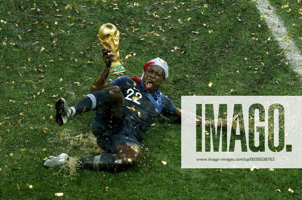 KW28 (180715) -- MOSCOW, July 15, 2018 -- Benjamin Mendy of France celebrates victory after the 2018 FIFA World Cup WM Weltmeisterschaft Fussball final match between France and Croatia in Moscow, Russia, July 15, 2018. France defeated Croatia 4-2 and claimed the title. ) (SP)RUSSIA-MOSCOW-2018 WORLD CUP-FINAL-FRANCE VS CROATIA WuxZhuang