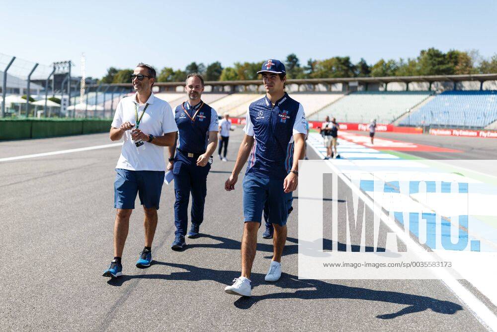 Lance Stroll (Williams Martini Racing) besichtigt mit Teammitgliedern die Rennstrecke, Grosser Preis von Deutschland 2018, Motorsport, Formel 1, 19.07.2018, Grosser Preis von Deutschland 2018, Motorsport, Formel 1, 19.07.2018 Hockenheim