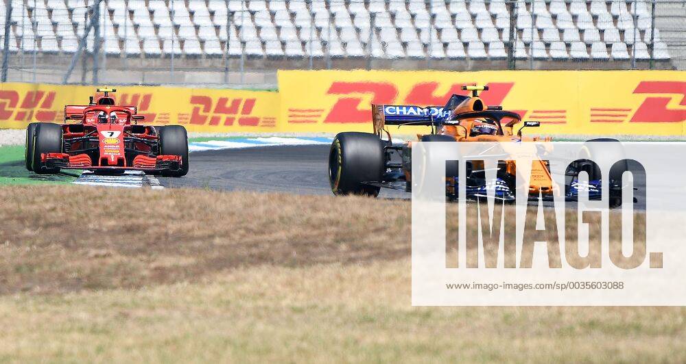 Formel 1 Grand Prix von Deutschland, Grand Prix von Deutschland 1.Freies Training 2018, v.l. Kimi Räikkönen (Ferrari Scuderia Ferrari), Stoffel Vandoorne (McLaren - Renault) Hockenheim
