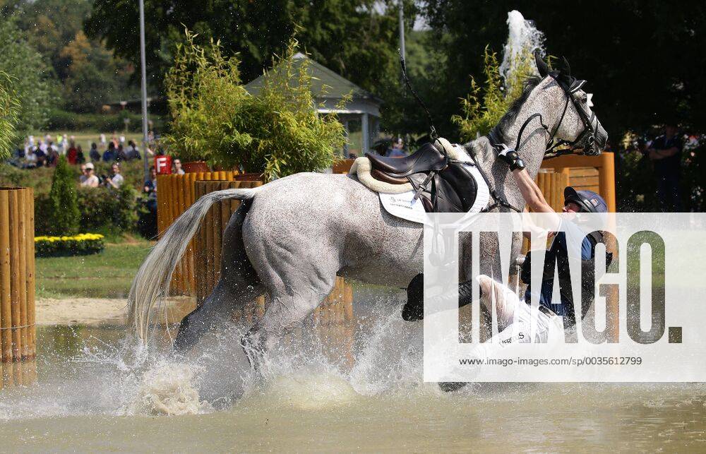 KW29 Aachen , Reiten , Vielseitigkeit , Gelände , DHL Preis , Sturz von Oliver Townend ( GBR ) auf Ballaghmor Class
