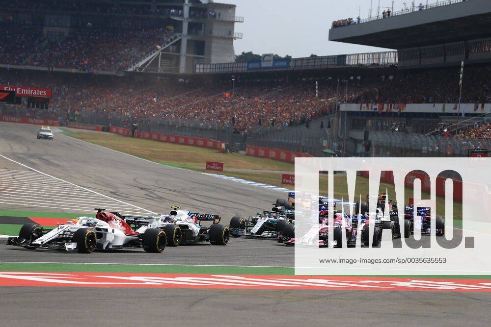 22nd July 2018, Hockenheimring, Hockenheim, Germany; German Formula One Grand Prix, Race Day; Sahara Force India, Esteban Ocon through turn 1 ActionPlus12049697 Octane