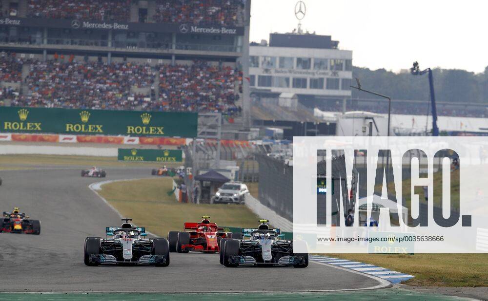 Motorsports: FIA Formula One World Championship WM Weltmeisterschaft 2018, Grand Prix of Germany, 44 Lewis Hamilton (GBR, Mercedes AMG Petronas Motorsport), 77 Valtteri Bottas (FIN, Mercedes AMG Petronas Motorsport), Hockenheim Germany