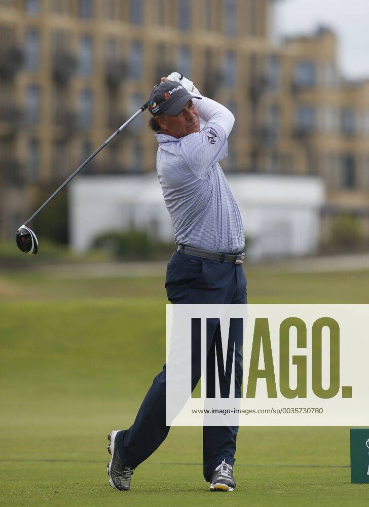 29th July 2018, Old Course at St Andrews, St Andrews, Scotland; The 2018 Senior Open Golf Championships, 4th round; Scott McCarron (USA) plays his tee shot on the 17th hole ActionPlus12051768 AlanxMartin
