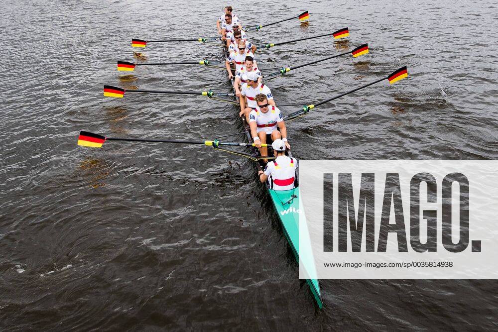 Team Germany after winning the final A of men s eight rowing during the European Championships on August 5, 2018 in Glasgow. Photo: Jon Olav Nesvold BILDBYRAN kod JE 160285