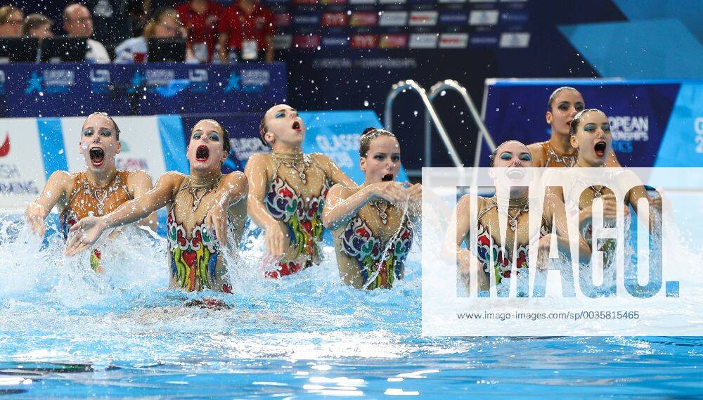 KW31 SWIMMING - LEN European Championships GLASGOW,SCOTLAND,05.AUG.18 - SWIMMING - LEN European Championships Glasgow 2018, synchronised swimming, team combination. Image shows the team of AUT. GEPAxpictures xPhilippxBrem