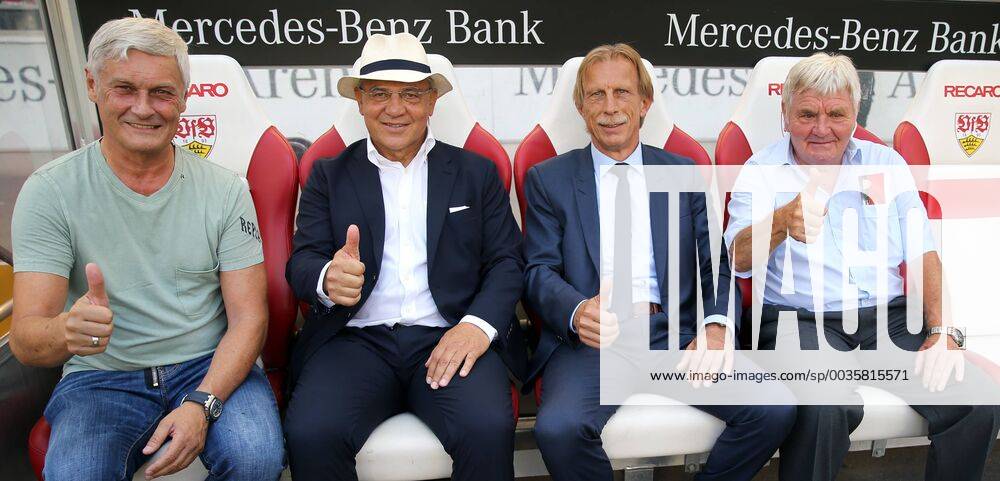 KW31 VfB Stuttgart 125 Jahre Tag des Brustrings Deutschland, Stuttgart, 05.08.2018, Fussball, Bundesliga, Saison 2018 2019, VfB Stuttgart 125 Jahre Tag des Brustrings: v.l. Armin Veh, Felix Magath, Christoph Daum, Jürgen Sundermann.