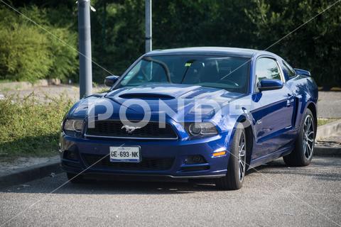 Mulhouse - France - 10 November 2022 - Front view of blue Ford Mustang 500 GT parked in the street mustang, ford, car, 5.0, aggressive, american, american cars, auto, automobile, automotive, classic, coupe, design, drive, engine, expensive, fast, ford mustang, front, gt, gt500, luxury, machine, model, modern, motor, muscle, muscle car, new, performance, power, race, red, road, speed, sport, sports car, street, style, supercar, transport, urban, usa, v8, vehicle, wheel