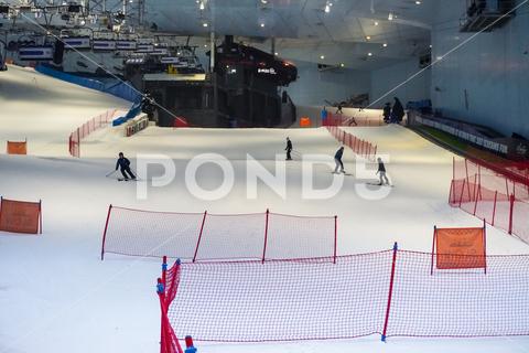 Dudai, UAE - March,20,2023: Attraction in the Mall of the Emirates "Ski Dubai" in Dubai, UAE, ski dubai, sport, mall of the emirates, ski, dubai, uae, slope, cold, united, snow, people, vacation, inside, city, styles, luxury, urban, mall, destinations, area, united arab emirates, emirates, tourism, arab, ski lift, snow sports, snow resort, winter activities, healthy, skiing, people skiing, unique building, travelling, landmark, dubai vacation, attractions