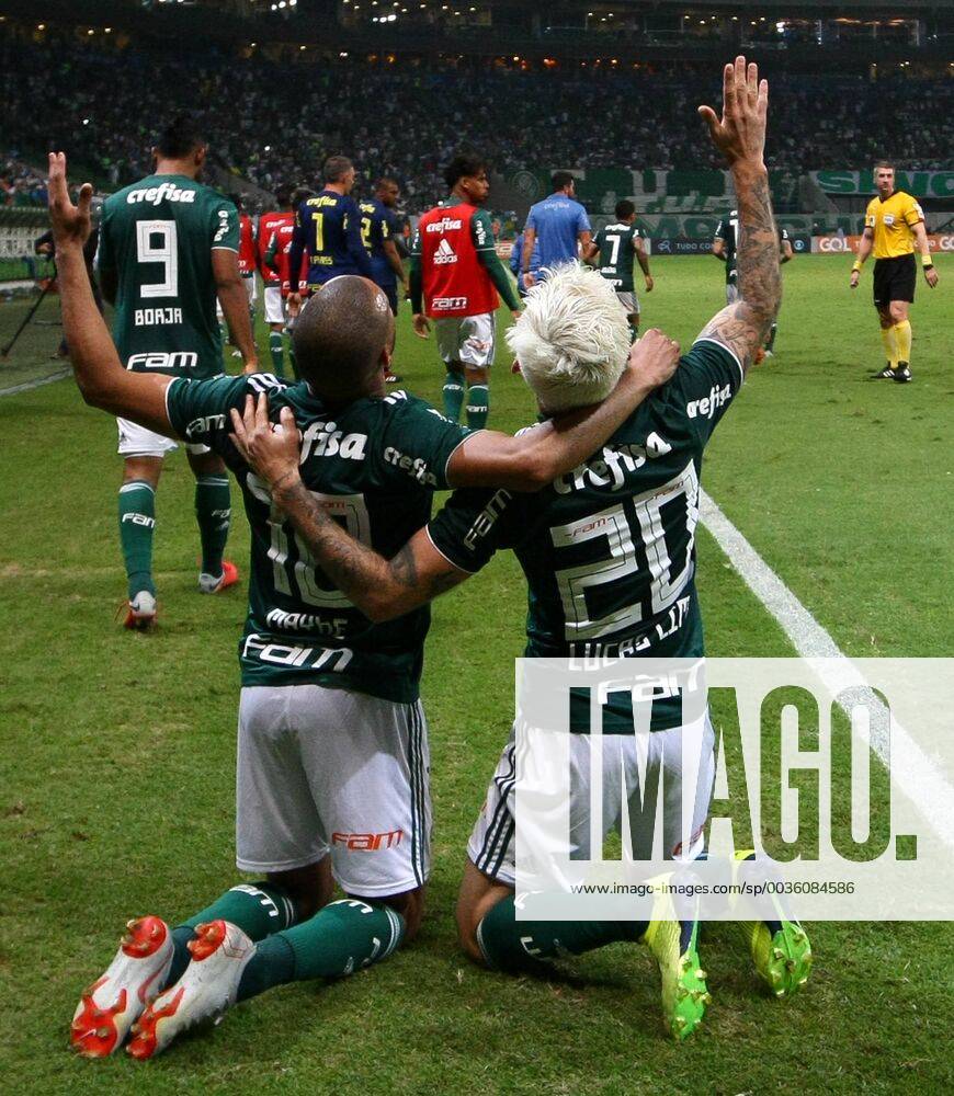 Palmeiras x Botafogo SÃO PAULO, SP - 22.08.2018: PALMEIRAS X BOTAFOGO - Lucas Lima of SE Palmeiras celebrates his goal against the team of Botafogo FR during a match valid for the twentieth round of the Brazilian Championship, Serie A, at the Allianz Parque Arena. (Photo: Cesar Greco Fotoarena) x1592340x CesarxGreco