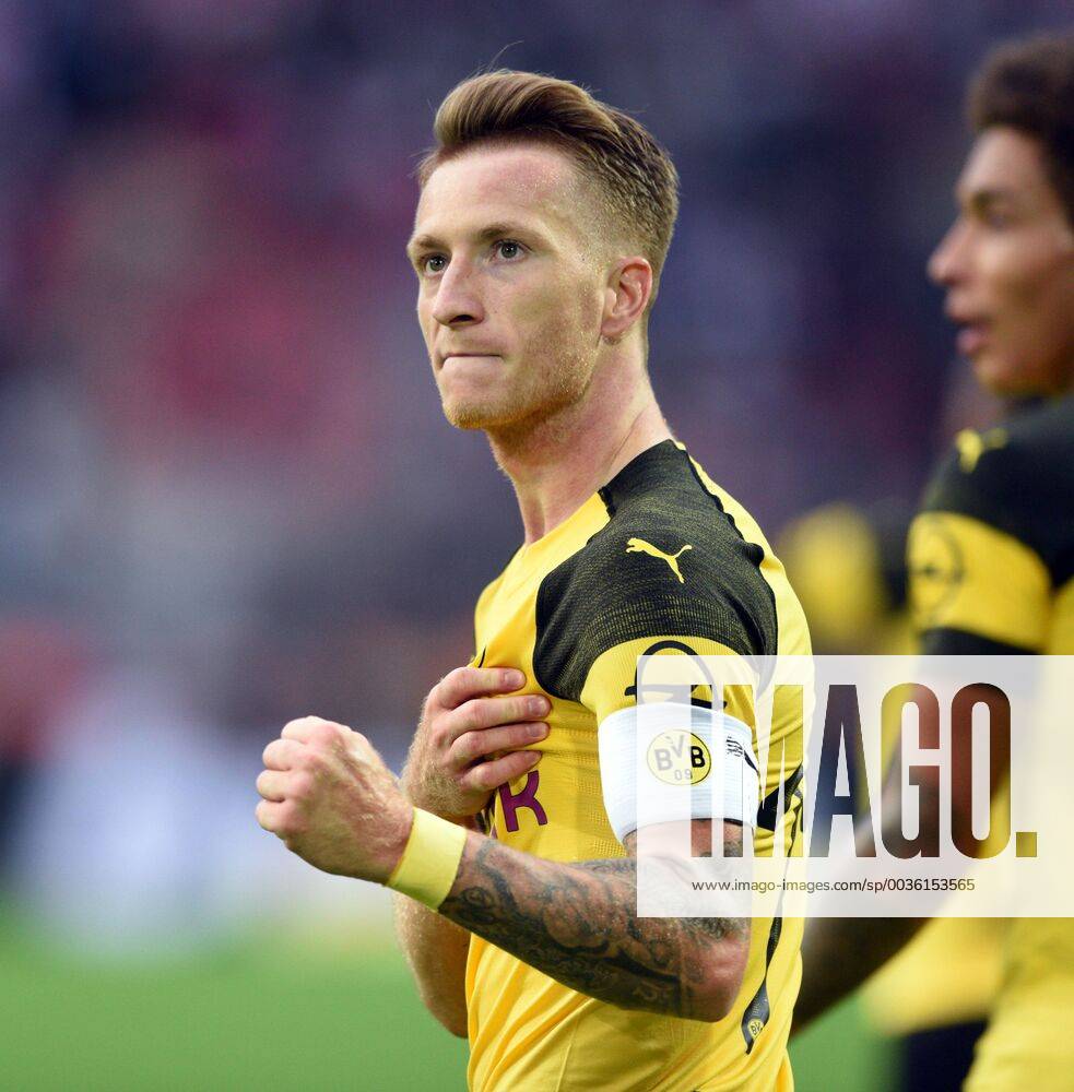 KW34 Borussia Dortmund - Rasenballsport Leipzig 26.08.2018. Marco Reus (BvB) jubelt nach seinem Tor zum 4:1. DFL REGULATIONS PROHIBIT ANY USE OF PHOTOGRAPHS AS IMAGE SEQUENCES AND OR QUASI-VIDEO