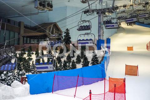 Dudai, UAE - March,20,2023: Attraction in the Mall of the Emirates "Ski Dubai" in Dubai, UAE, ski dubai, sport, mall of the emirates, ski, dubai, uae, winter, slope, cold, united, snow, people, vacation, inside, city, styles, luxury, urban, mall, destinations, area, united arab emirates, emirates, tourism, arab, ski lift, snow sports, snow resort, winter activities, healthy, skiing, people skiing, unique building, travelling, landmark, dubai vacation, attractions