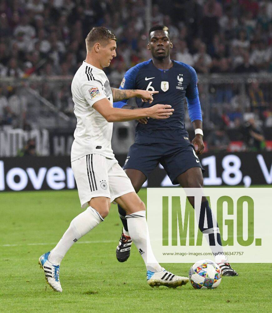 Fussball, Herren, Saison 2018 19, Nations League, Länderspiel in München, Deutschland - Frankreich (0:0), v. l. Toni Kroos (Deutschland), Paul Pogba (Frankreich), 06.09.2018,