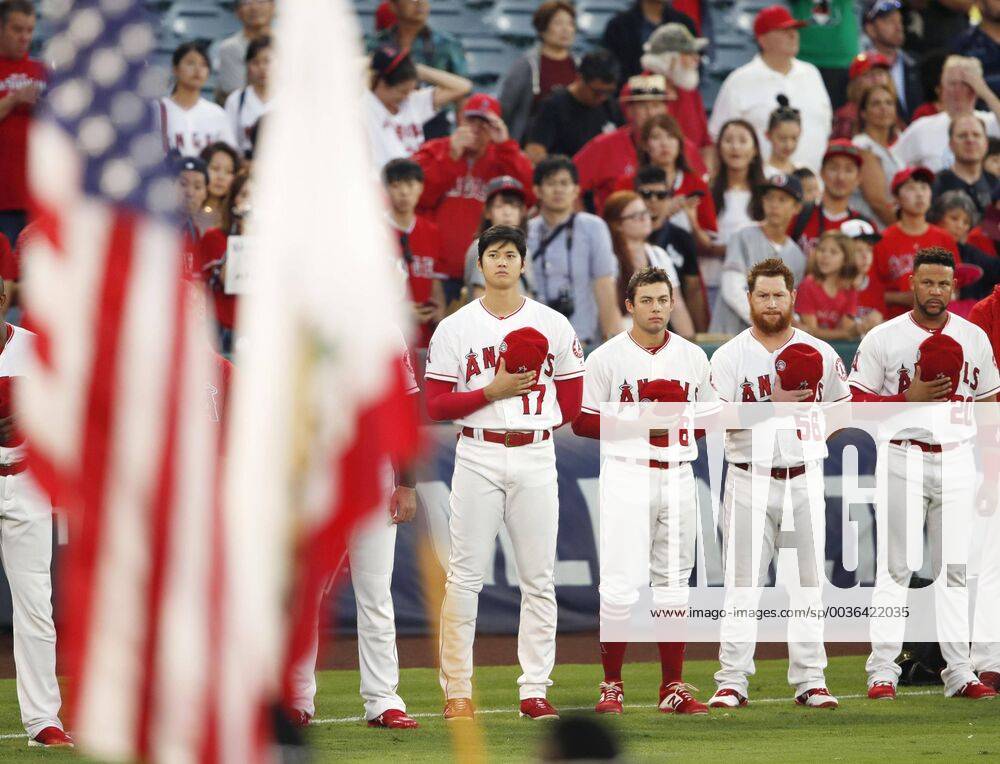 KW37 Baseball: U.S. marks 17th anniv. of 9 11 attacks Los Angeles Angels players observe a moment of silence before a game against the Texas Rangers in Anaheim, California, on Sept. 11, 2018, the 17th anniversary of the Sept. 11 attacks on the United States.