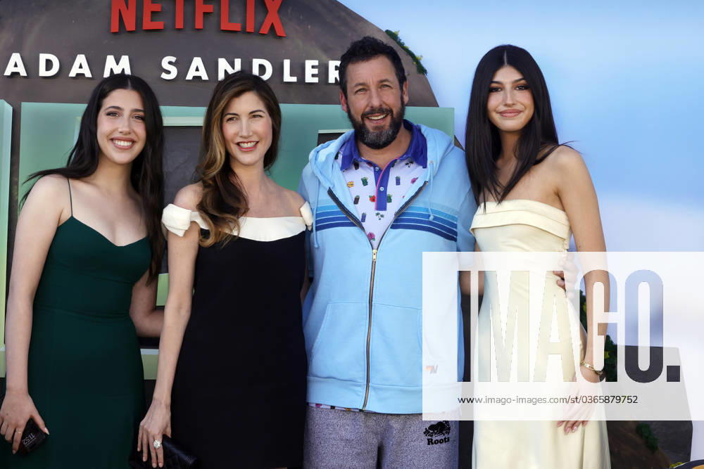 WESTWOOD, CA - NOVEMBER 19: Sadie Sandler, Jackie Sandler, Adam Sandler and Sunny Sandler at the LA premiere of Netflix Leo at the Regency Village Theatre in Westwood, California on November 19, 2023.