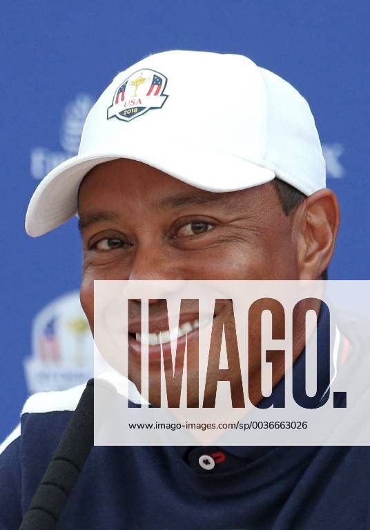 Tiger Woods holds a press conference PK Pressekonferenz on the first practice day of the Ryder Cup 2018 at Le Golf National in Guyancourt near Paris on September 25, 2018. Team USA defends the Ryder Cup against Team Europe in the three-day tournament starting on Friday, September 28th. PAR20180925065 DAVIDxSILPA