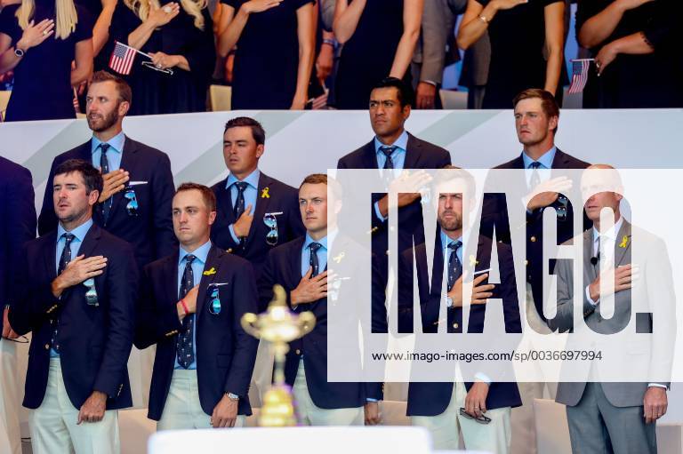 2018 Ryder Cup Opening Ceremony, Albatros Course, Le Golf National, Saint-Quentin-en-Yvelines, Paris 27 9 2018 Team USA stand for the national anthem Team USA stand for the national anthem 27 9 2018