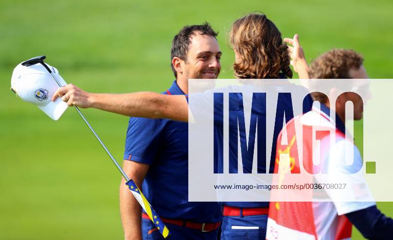 2018 Ryder Cup Day 1, Albatros Course, Le Golf National, Saint-Quentin-en-Yvelines, Paris 28 9 2018 Tommy Fleetwood and Francesco Molinari celebrate winning their match on the 18th hole Tommy Fleetwood and Francesco Molinari celebrate winning their match on the 18th hole 28 9 2018
