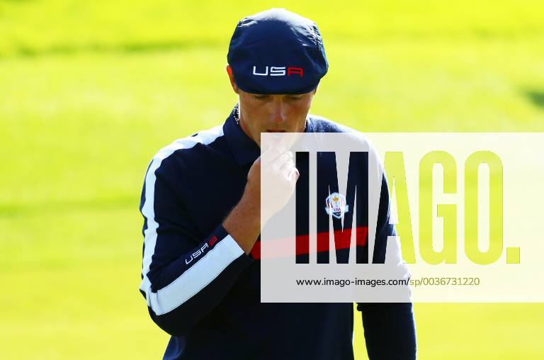 2018 Ryder Cup, Albatros Course, Le Golf National, Saint-Quentin-en-Yvelines, Paris 29 9 2018 Afternoon Foursomes USA s Bryson DeChambeau reacting to a missed putt on the 7th Bryson DeChambeau reacting to a missed putt on the 7th 29 9 2018