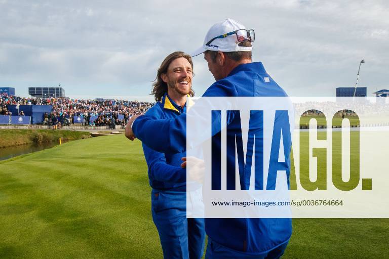2018 Ryder Cup, Albatros Course, Le Golf National, Saint-Quentin-en-Yvelines, Paris 30 9 2018 Tommy Fleetwood celebrates winning the Ryder Cup with Paul Casey on the 18th green Tommy Fleetwood celebrates winning the Ryder Cup with Paul Casey on the 18th green 30 9 2018